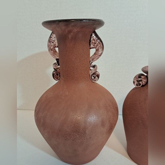 Two Purple rustic glass vase, hand blown. - Picture 5 of 6